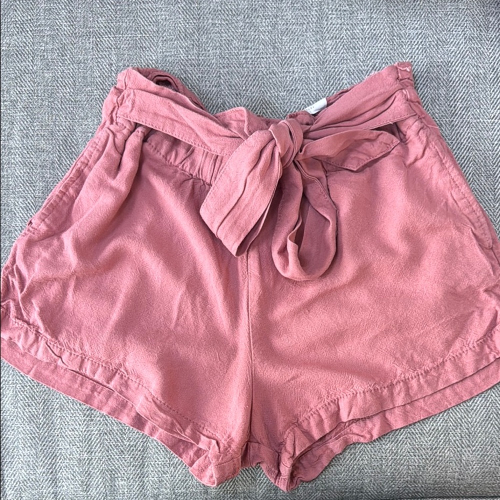 Women's Pink Tie-Waist Shorts